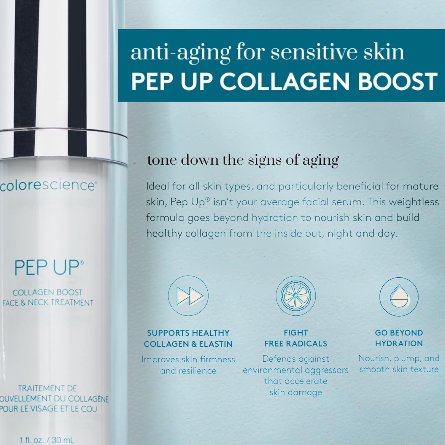 image:imageColorescience Pep Up Collagen Renewal Face amp Neck Treatment Promotes Collagen and Elastin Production 10 Peptides to Defend Against Signs of Aging