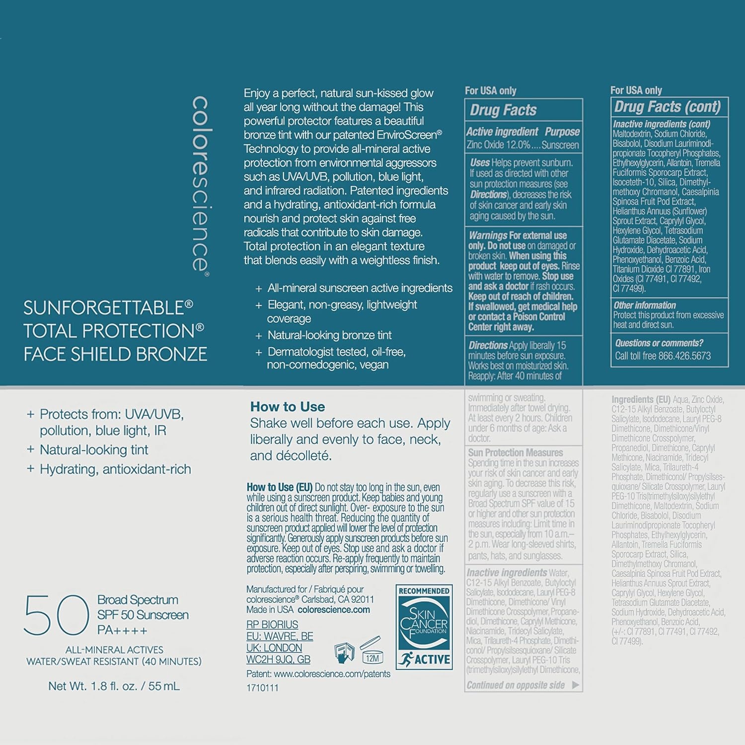 image:imageColorescience Sunforgettable Total Protection Face Shield Glow or Bronze SPF 50 Glow 18 Fl OzBronze
