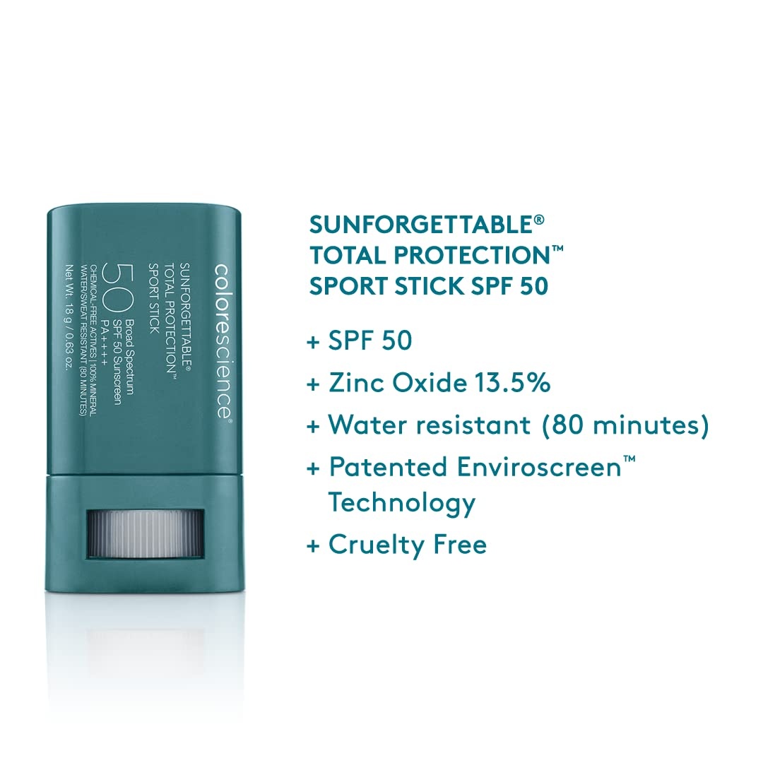 image:imageColorescience Sunforgettable Total Protection Sport Stick SPF 50 Mineral Broad Spectrum WaterSweat Resistant Reef Safe Hypoallergenic1 Count Pack of 1