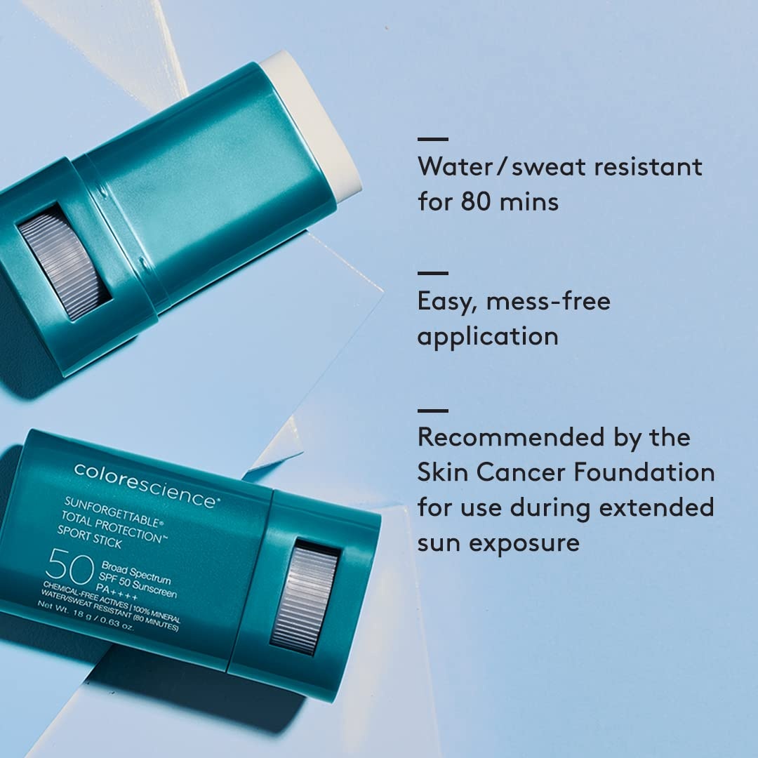 image:imageColorescience Sunforgettable Total Protection Sport Stick SPF 50 Mineral Broad Spectrum WaterSweat Resistant Reef Safe Hypoallergenic2 Count Pack of 1