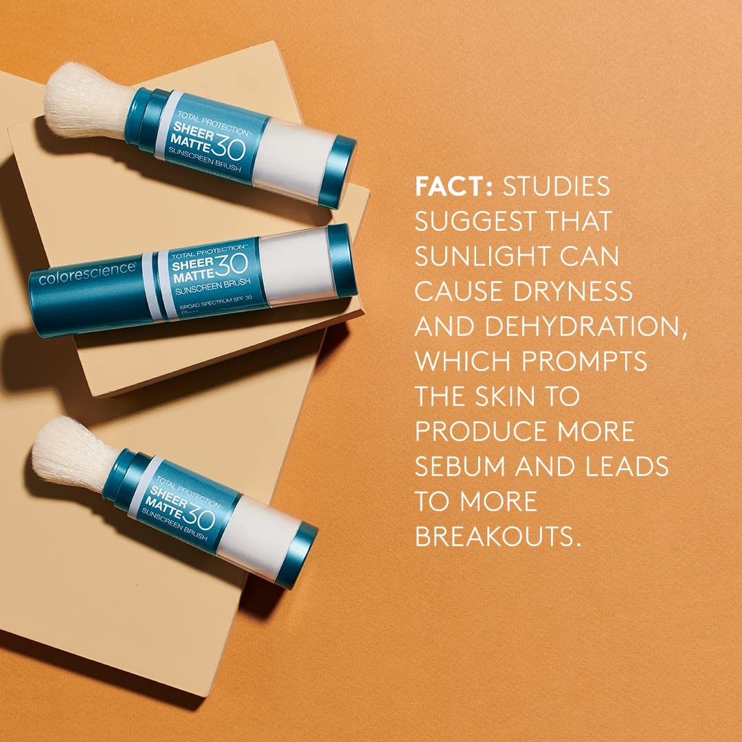 image:imageColorescience Total Protection Sheer Matte SPF 30 Sunscreen Brush For Oily and AcneProne Skin Unscented 015 Ounce Powder