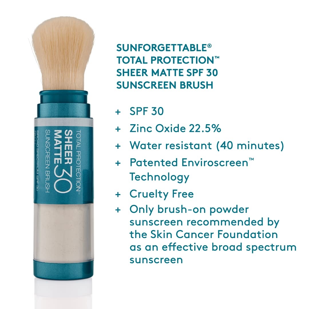 image:imageColorescience Total Protection Sheer Matte SPF 30 Sunscreen Brush For Oily and AcneProne Skin Unscented 015 Ounce Powder