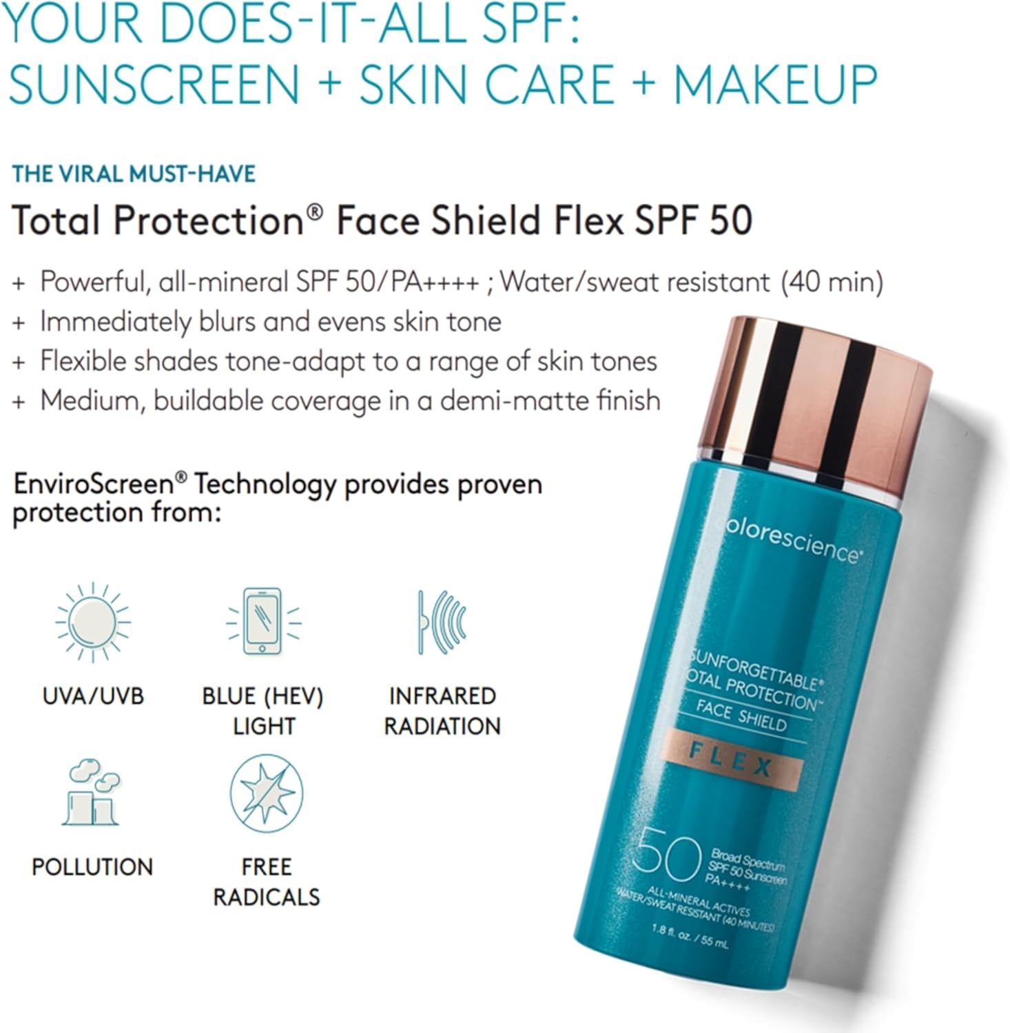 image:imageFlex Tinted Mineral Sunscreen SPF 50 ToneAdapting Buildable Coverage with Zinc Oxide18 Fl Oz Pack of 1